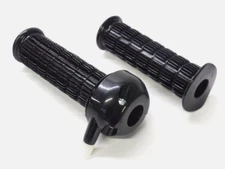 NOS Vintage Mini Bike Twist Throttle Assembly & Grips 7/8" Black Plastic Housing