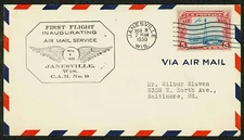 1930 FIRST FLIGHT INAUGURATING AIR MAIL SERVICE CAM 9 - JANESVILLE  (ESP#1310)