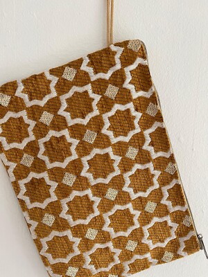Wunderschöne/atemberaubende geometrische marokkanische Kulturbeutel/Schminktasche - Gold