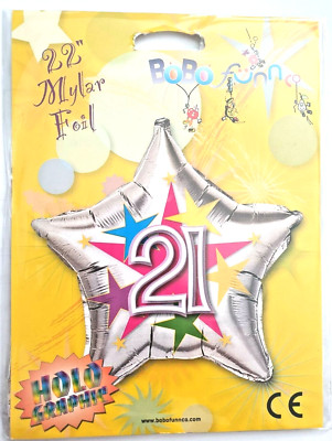 Bobo Funn Co - 21. Geburtstag Holografischer Stern Helium Folienballon 22'' 