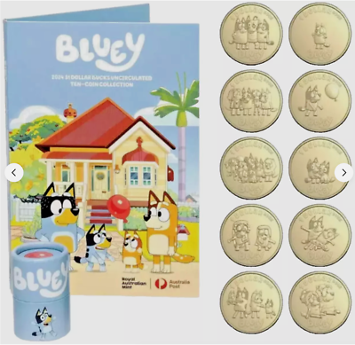 Bluey★送料込み★引き出し Australia BLUEY 2024 $1 x 10 Coin Complete Set◉Collectable Folder