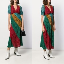 RIXO LONDON Amber Printed Silk Midi Dress