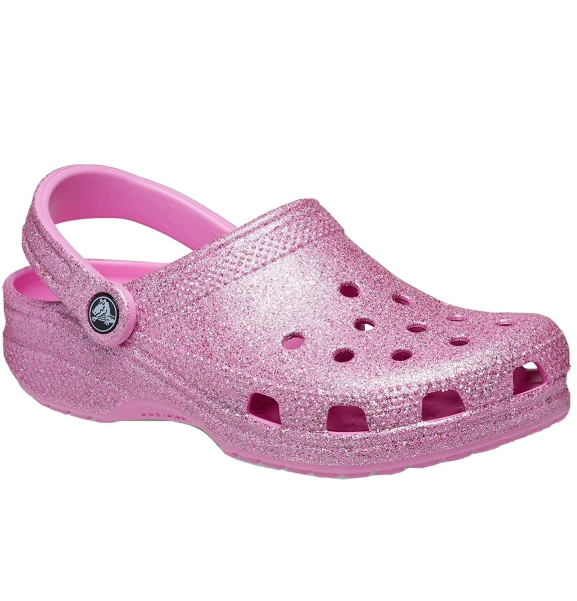 Crocs Classic Custom Hot Pink Lined Slip-On Clogs W/Spikes, Glitter Women’s  Sz 8