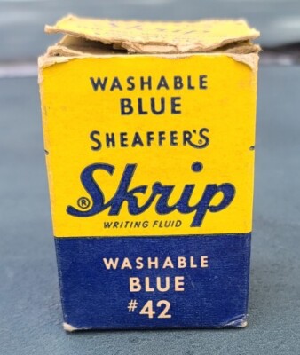 1953-55 Sheaffer's Skrip #42 Writing Fluid Bottle with Box Washable Blue