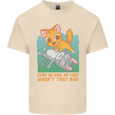 Fart Wasnt That Bad Funny Flatulence Cat Farting Mens Cotton T-Shirt Tee Top