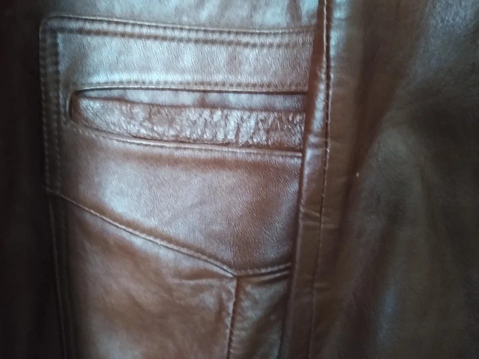 Blazer de cuero genuino tostado 44 ¡Excelente estado! ¡Bien a medida! Foto 4 de 4