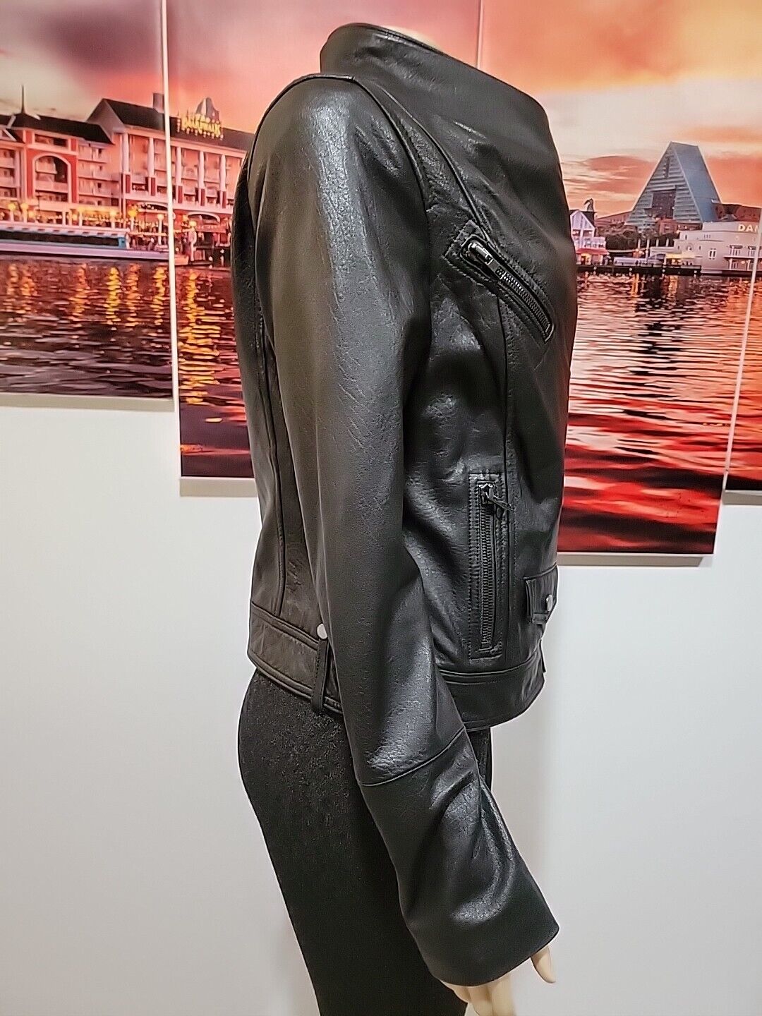 Vince Lamb Leather Women's Size L Moto Jacket Bla… - image 8