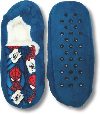 SPIDER-MAN MARVEL Fuzzy Babba Slippers Socks Size S/M (8-13) or M/L (13-4) NWT