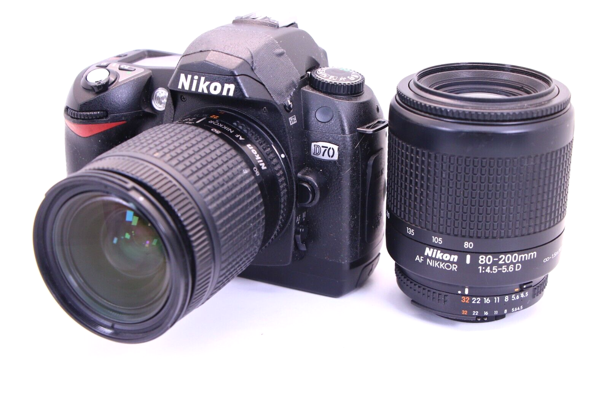NIKON D70 DSLR w NIKKOR 28-90MM D 80-200MM LENSES LOT digital