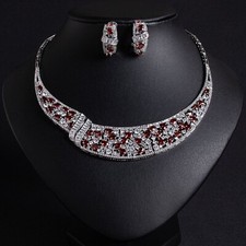 Luxury All CZ Cubic Zirconia Simply Necklace Earrings Set For Women Bridal