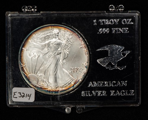 1991 1 Unze Silber American Eagle - Regenbogenfelge Toning - SKU-E3214