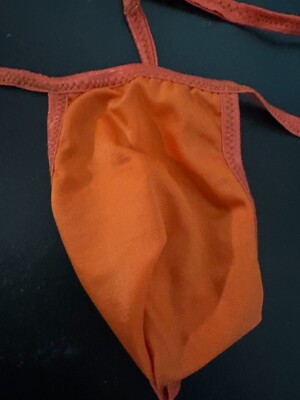 MEN'S G String Micro Thong DESIGN YOUR OWN Underwear ORANGE SATIN