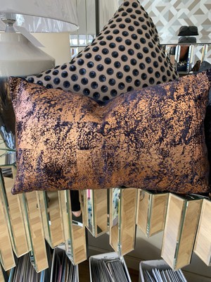 navy copper cushions