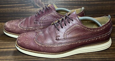 Cole Haan Grand.OS Wingtip Burgundy Leather Lace Up Oxford Shoes Mens Size 10