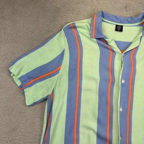 Camisa Odd Future Para Hombre Mediana Verde Azul Rayas Tyler The Creator Rayon Street - Imagen 4 de 15