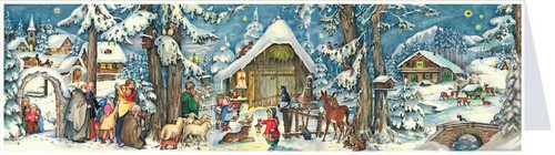 Panoramic Advent Calendar Card & envelope - traditional german design 305x100 mm - Picture 3 of 6