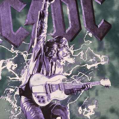 ACDC Tie Dye Shirt Mens Extra Large XL Green Rock Distressed Long Sleeve NWT