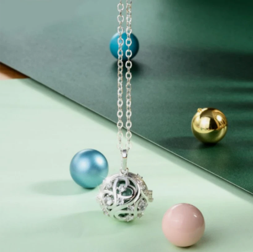 EUDORA Collana Lunga Chiama Angeli Argento Gravidanza Regalo Donna Incinta  - Immagine 3 di 4