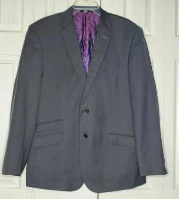 English Laundry Wool Suit Jacket Mens 46R-39W Blazer Sport Coat Purple  Lined