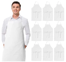 White Aprons Bulk - Commercial Chef Bib Apron for Kitchen and Restaurant Cooking