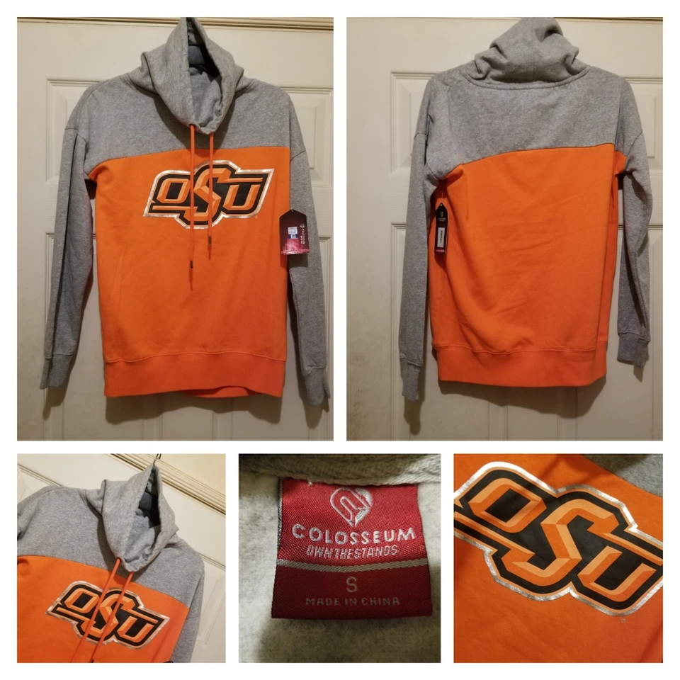 Oklahoma State Sweatshirt Womens Small Orange OSU Cowboys Cozy Gaiter NCAA NEW - Image 1 of 4