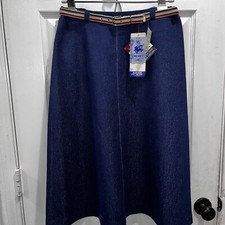 VTG NWT Cricket Lane Comfort Motion Skirt Size 12 Blue Midi Vintage 1980s
