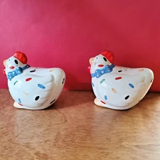 Vintage Coco Dowley Confetti Chicken Salt & Pepper Shakers, Cert. Int. Taiwan
