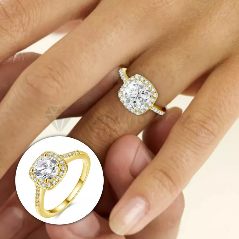 Square gold shop engagement rings