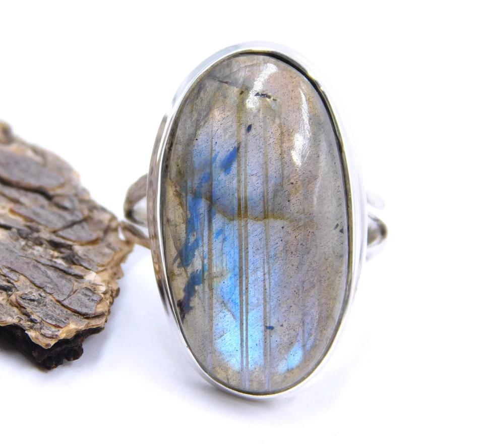 Natural Labradorite Cab Gemstone Ring 925 Sterling Silver Jewelry Handmade Ring - Image 3 of 4