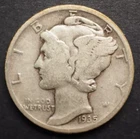 1935 D Mercury Dime circulated 90% Silver  F Fine