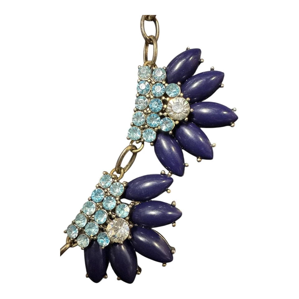 J. Collar CREW Tono Dorado Cristales Azul Marino y Azul Declaración JC281 Foto 3 de 4