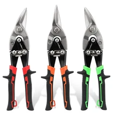 Aviation Tin Snips Set 10 Inch Metal Straight Left Right Cut Chrome 3 PCS