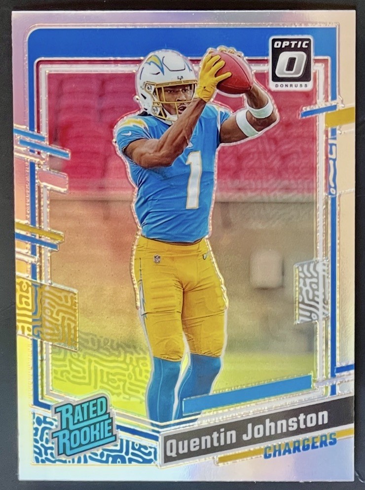 2023 Donruss Optic Quentin Johnston Rated Rookie Holo Prizm RC #265 Chargers