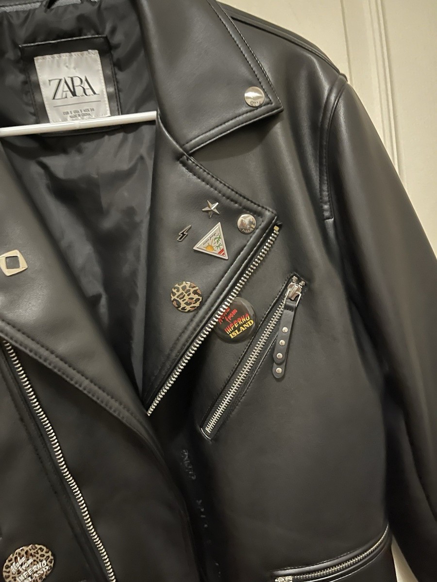 Zara Men Biker Jacket With Pins Black 1966/401 Sizes | eBay