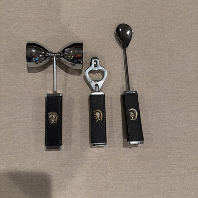 #ad Vintage MCM Vanly Handled Bar Set With Roman Soldier Design $35.00