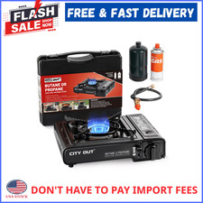 Dual Fuel Portable Camping Stove, Propane Butane Gas Stove with Carrying Case