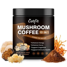 Organic Mushroom Coffee 10 in 1 lmprove Mood & Enhance Focus Brain 2750mg