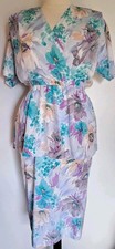 Vintage Floral Polyester Slip On Pencil Dress Shoulder Pads Size Large 