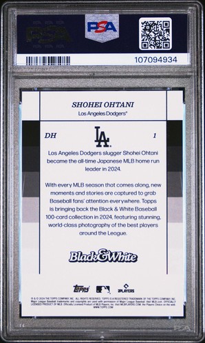 2024 Topps Black White Shohei Ohtani #1 PSA 10 Gem Mint - Picture 3 of 3