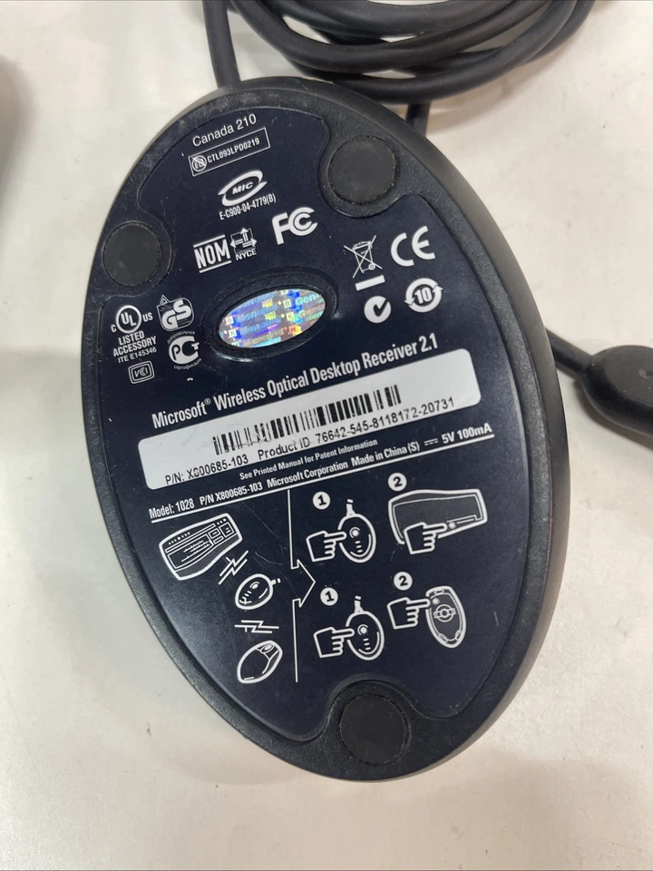 Microsoft Wireless Optical Mouse 2000 Model 1067 & Receiver Tested Working Fine - Image 3 of 4