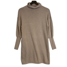 NWT Lovers + Friends Noah Mini Sweater Dress Turtleneck Taupe Beige - XS