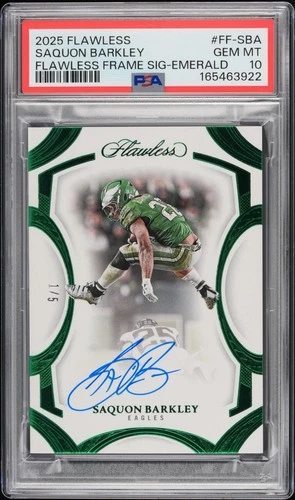 Panini 2025 Flawless Saquon Barkley /5 Auto PSA 10 Eagles. POP 1