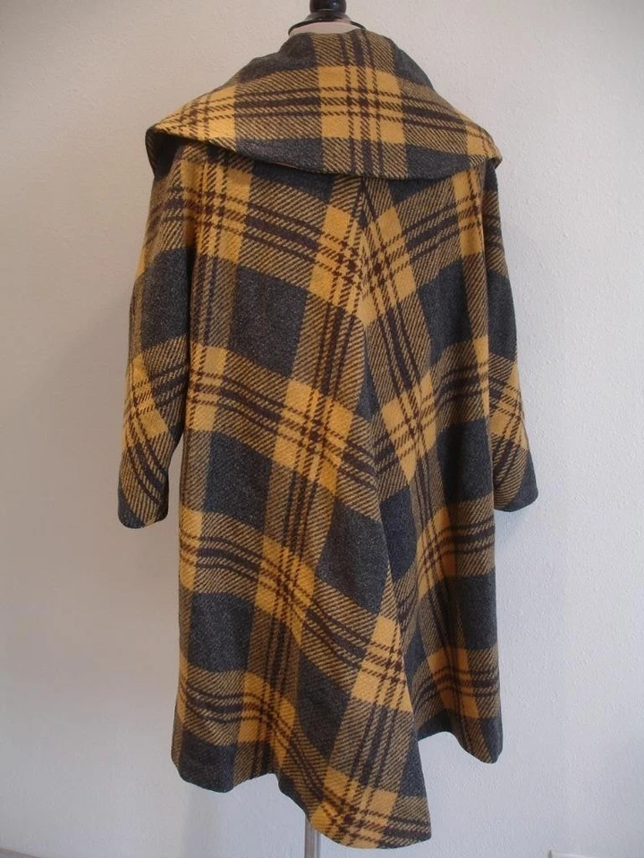 Casaco feminino M L vintage década de 1930 1940 Betsy Ann cinza amarelo pago feito em união lã EUA - Imagem 4 de 4