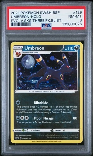 2021 Umbreon W/ Swirl Pokemon Swsh Black Star Promo #129 PSA 8