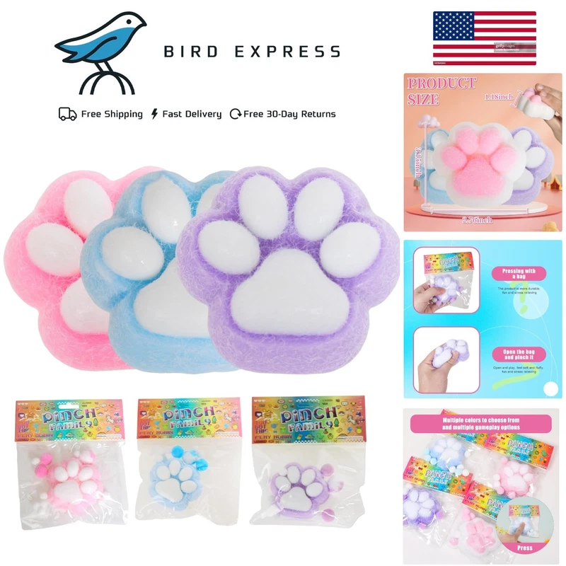 Cat Paw Squishy Fidget Toys 3 Pack