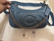 Authentic COACH Quilted C Teri Sky Blue Leather Shoulder or Crossbody Bag
