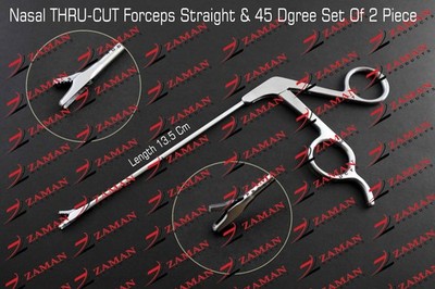 THRU CUT SINUS PUNCH FORCEP 2 Pieces Set, 45° Up Tip & Straight Tip ENT Forceps