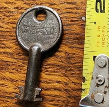 Antique SARGENT 3B26 Old Double Bit Steamer Chest Padlock LOCK Trunk Lever Key