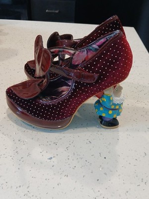 Irregular Choice No Place Like Gnome Shoes Heels Dwarf Maroon Hearts  Eu 39 Us 8