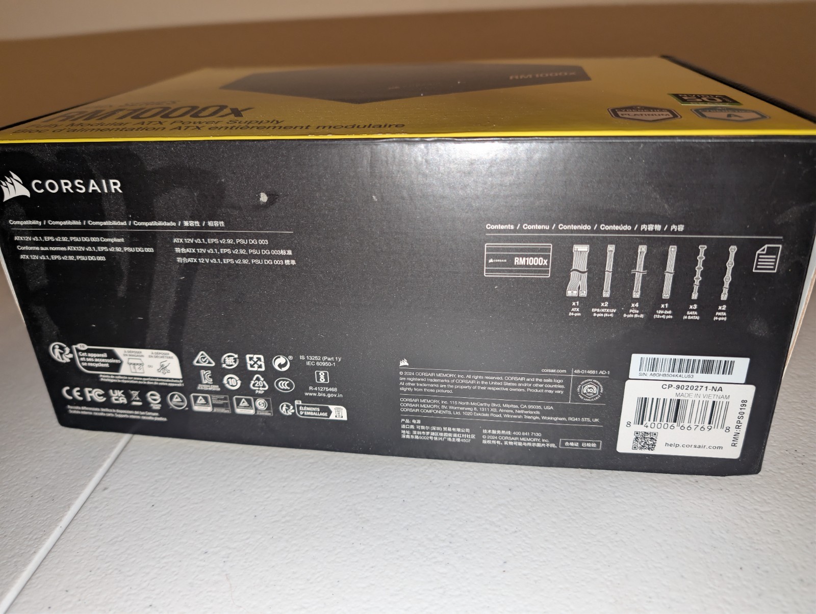 Corsair RM1000x 1000W ATX 3.1 Fully Modular Power Supply CP-9020271-NA Open Box image 4